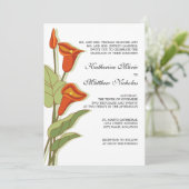 Elegant Calla Lily in het Oranje huwelijk Kaart (Staand voorkant)