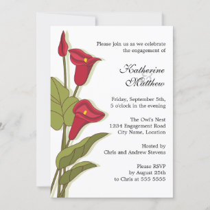 Elegant Calla Lily in Magenta Engagement Party Kaart