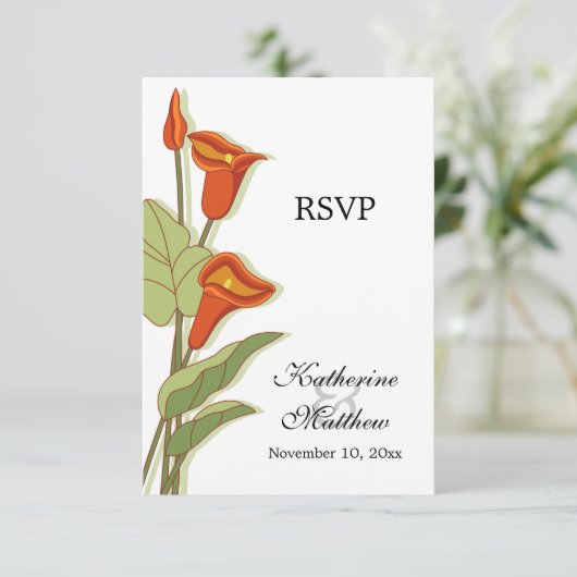 Elegant Calla Lily in Oranje RSVP-kaarten Kaart (Staand voorkant)