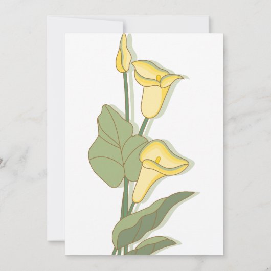 Elegant Calla Lily in Yellow Wedding Kaart (Achterkant)