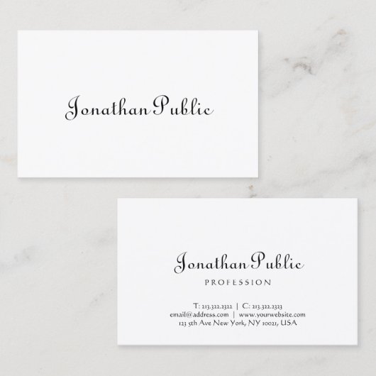 Elegant Calligraded Script Minimalist Sjabloon Visitekaartje (Voorkant / Achterkant)