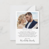 Elegant Calligrafie 2 Foto bruiloft Hartelijk dank Notitiekaartje (Achterkant)