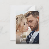 Elegant Calligrafie 2 Foto bruiloft Hartelijk dank Notitiekaartje (Voorkant)