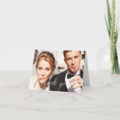 Elegant Calligrafie 2 fotobruiloft bedankt je kaar (Voorkant)