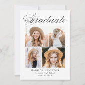 Elegant Calligrafie 4 Foto Afstuderen Aankondiging (Voorkant)