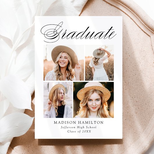 Elegant Calligrafie 4 Foto Afstuderen Aankondiging