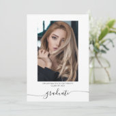 Elegant Calligrafie 4 Foto Ze deed het Afstuderen Kaart (Staand voorkant)