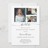 Elegant Calligrafie 4 Foto Ze deed het Afstuderen Kaart (Achterkant)