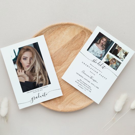 Elegant Calligrafie 4 Foto Ze deed het Afstuderen Kaart