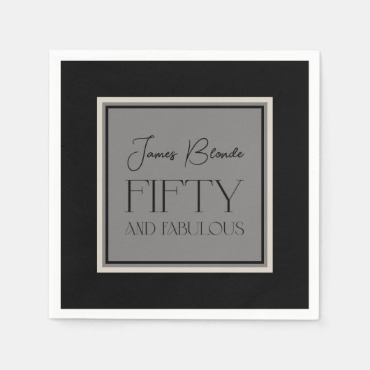 Elegant Calligrafie 50 en Fabulous Unisex Servet (Voorkant)