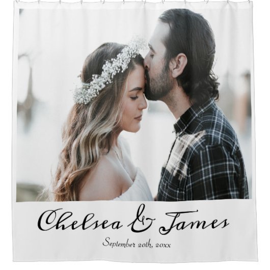 Elegant Calligrafie Aangepast Douchegordijn (Voorkant)