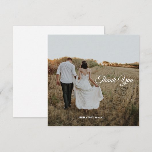 Elegant calligrafie aangepaste bruiloft bedankt vo (Voorkant / Achterkant)