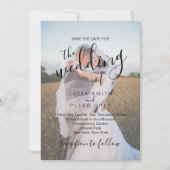 Elegant Calligrafie | Aangepaste fotobruiloft  Kaart (Voorkant)