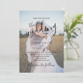 Elegant Calligrafie | Aangepaste fotobruiloft  Kaart (Staand voorkant)