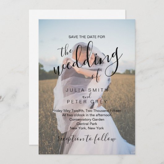 Elegant Calligrafie | Aangepaste fotobruiloft Kaart (Voorkant / Achterkant)