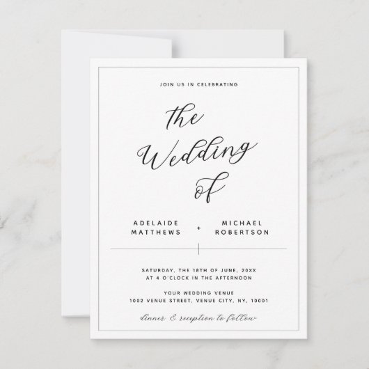 Elegant Calligrafie All-in-One Wedding Invitation (Voorkant)