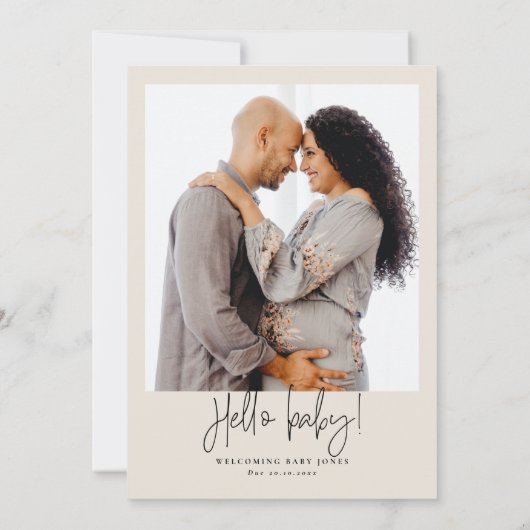 Elegant Calligrafie | Baby shower Hallo baby Roze Kaart (Achterkant)