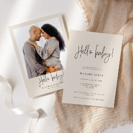 Elegant Calligrafie | Baby shower Hallo baby Roze Kaart