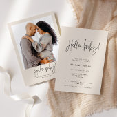 Elegant Calligrafie | Baby shower Hallo baby Roze Kaart