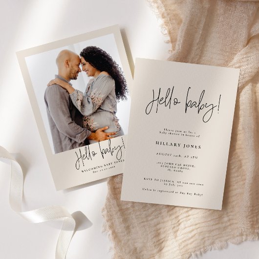 Elegant Calligrafie | Baby shower Hallo baby Roze Kaart