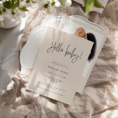 Elegant Calligrafie | Baby shower Hallo baby Roze Kaart