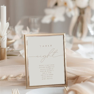 Elegant Calligrafie Beige Acht Tabel Nummer