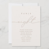Elegant Calligrafie Beige Acht Tabel Nummer (Voorkant)