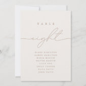 Elegant Calligrafie Beige Acht Tabel Nummer (Achterkant)