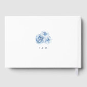 Elegant calligrafie blauwe waterverf florale bruil gastenboek (Achterkant)