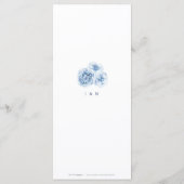 Elegant calligrafie blauwe waterverf florale bruil menu (Achterkant)