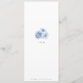 Elegant calligrafie blauwe waterverf florale bruil menu (Achterkant)