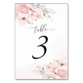Elegant Calligrafie blush rozen tabelnummer Kaart (Voorkant)