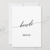 Elegant Calligrafie Bondi Beach Table Number Kaart (Voorkant)