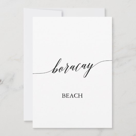 Elegant Calligrafie Boracay Beach Table Number Kaart (Voorkant)