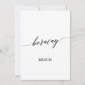 Elegant Calligrafie Boracay Beach Table Number Kaart (Achterkant)
