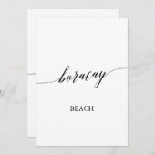 Elegant Calligrafie Boracay Beach Table Number Kaart (Voorkant / Achterkant)