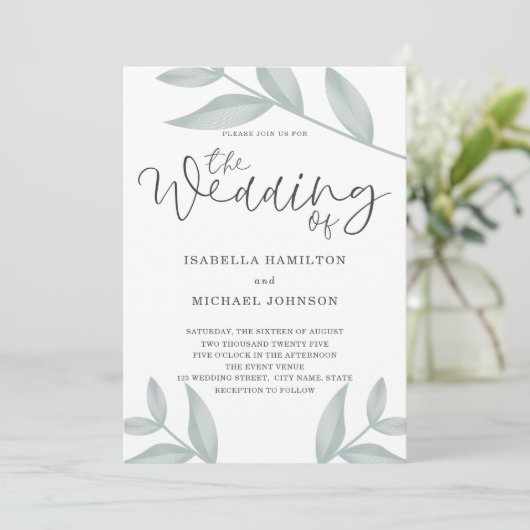 Elegant calligrafie Botanical Wedding Kaart (Staand voorkant)