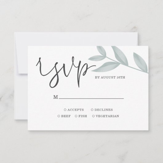 Elegant calligrafie Botanical Wedding RSVP Kaartje (Voorkant)