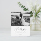 Elegant calligrafie bruiloft foto bedankt briefkaart (Staand voorkant)