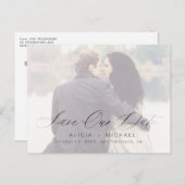 Elegant calligrafie bruiloft foto bewaart onze dat aankondigingskaart (Voorkant / Achterkant)