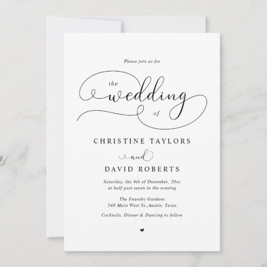 Elegant Calligrafie, Casual huwelijk Kaart (Voorkant)