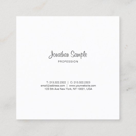 Elegant Calligrafie Design Gold Plain Luxe Trendy Vierkante Visitekaartje (Achterkant)