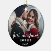 Elegant Calligrafie Eerste Kerstmis Keramisch Ornament (Links)