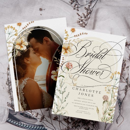 Elegant Calligrafie en foto Bohemen Vrijgezellenfe Kaart