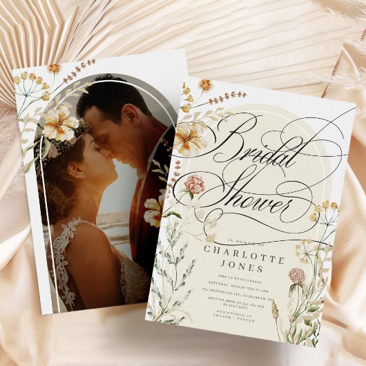 Elegant Calligrafie en foto Bohemen Vrijgezellenfe Kaart