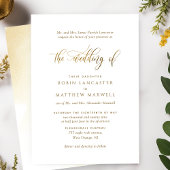 Elegant Calligrafie en Waterverf Plechtige bruilof Kaart