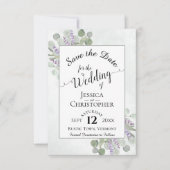 Elegant Calligrafie Eucalyptus & Lavender Wedding Save The Date (Voorkant)