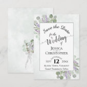 Elegant Calligrafie Eucalyptus & Lavender Wedding Save The Date (Voorkant / Achterkant)