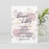 Elegant Calligrafie | Faded Floral Brunch en Bubbl Kaart (Staand voorkant)