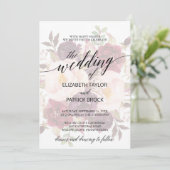 Elegant Calligrafie | Faded Floral Wedding Kaart (Staand voorkant)